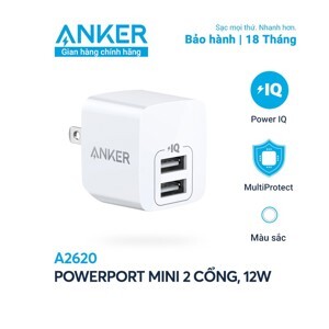 Sạc Anker PowerPort Mini A2620 - 2 cổng, 12W