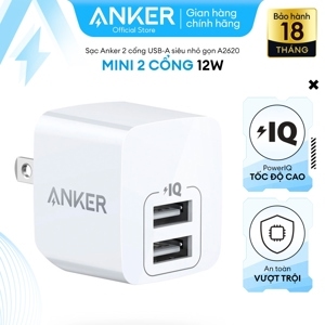 Sạc Anker PowerPort Mini A2620 - 2 cổng, 12W