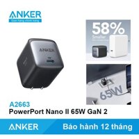 Sạc Anker PowerPort Nano II 65W GaN Thế hệ 2 sạc nhanh PD Mac Air Pro Laptop - Mã A2663