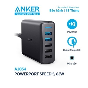 Sạc Anker PowerPort Speed 5 A2054 - 2 cổng, 63W
