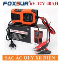 Sạc bình ắc quy 6V 12V 40AH 2A foxsur sạc ắc quy xe điện đồ chơi trẻ em có khử sunfat tự ngắt khi đầy