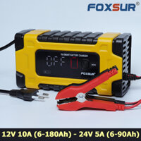 Sạc bình ắc quy Foxsur 10A 12V 24V khử sunfat tự ngắt chống ngược cực