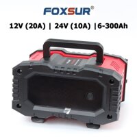 Sạc bình ắc quy FOXSUR 20A (12V 24V 6Ah - 300Ah) sạc bình ô tô xe máy xe tải pin sắt LiFePO4 tự ngắt