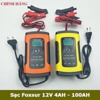 Sạc bình ắc quy ô tô xe máy 12V 4Ah - 100Ah FOXSUR tự ngắt khi đầy chức năng bảo dưỡng phục hồi ắc quy bằng khử sunfat