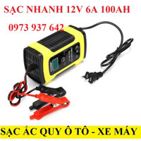 Sạc bình ắc quy ô tô xe máy 12V 100AH dòng sạc nhanh 6A tự ngắt khi đầy có chức năng khử sunfat ANHTCZYX