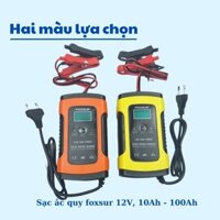 Sạc bình ắc quy xe máy ô tô 12v 100ah foxsur tự ngắt khi đầy, máy sạc bình ac quy tự động chống ngược cực