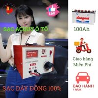 Sạc bình acquy ô tô, xe máy 15A dây đồng chuyên dùng cho bình 100 đổ lại