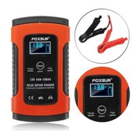Sạc bình xe máy 12V 4Ah-100Ah FOXSUR tự ngắt khi đầy chức năng bảo dưỡng phục hồi ắc quy bằng khử sunfat chống ngược cực