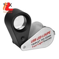 Sạc Bốn Màu Nguồn Đèn 13LED Kính lúp Kim Cương Jeweler Loupe Vòng Cổ GEM UV Đèn Mini Pocket 10X