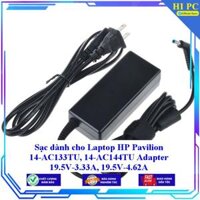 Sạc dành cho Laptop HP Pavilion 14-AC133TU 14-AC144TU Adapter 19.5V-3.33A 19.5V-4.62A - Kèm Dây nguồn - Hàng Nhập Khẩu