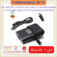 Sạc Dell 13 3380 Dell Latitude 11 5179 5289 5285 7370 7275 Dell XPS 12 9250 9365-Sạc Dell 20V-3.25A 65w Ovan Type C