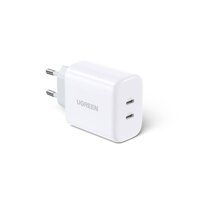 Sạc điện thoại 2 cổng USB-C 40W màu đen Ugreen 10343 Hàng chính hãng