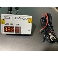 Sạc điện thoại gắn xe máy, sạc nhanh QC 3.0 24W, Có màn hình led, đi mưa kháng nước