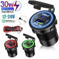 Sạc điện thoại lắp xe ôm công nghệ/ taxi công nghệ/ xe máy, ô tô có nắp che chống nước 30w