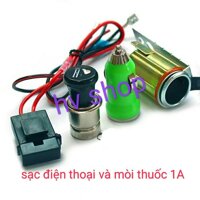 Sac dien thoai xe may Sạc Điện Thoại có tẩu thuốc và sạc moto Xe Máy nhỏ gọn hv shop