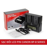 Sạc đôi LCD chuyên dụng, Tương thích Pin CANON BP-820/ BP828/ BP-818/808/809