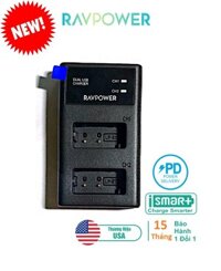 Sạc Đôi New (hỗ trợ sạc nhanh) RAVPower LP-E17 for Canon EOS 77D, EOS 750D, EOS 760D, EOS 8000D, EOS M3, EOS M5, EOS M6