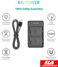 Sạc Đôi RAVPower LP-E17 for Canon EOS 77D, EOS 750D, EOS 760D, EOS 8000D, EOS M3, EOS M5, EOS M6