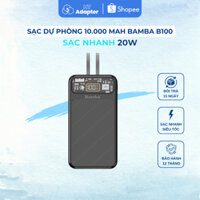 Sạc dự phòng 10.000 mAh Bamba B100 sạc nhanh 22,5W 4 cổng (1 USB-A, 1 Lightning và 2 USB-C) | HTAdapter
