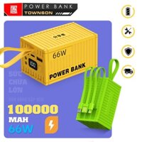 Sạc Dự Phòng 100000mAh Có Sạc Nhanh PD 20W Kèm 4 Cáp Sạc Màn Hình LED Hiện Thị Phần Trăm Pin Dung Lượng Lớn