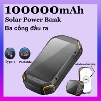 Sạc dự phòng 100000mAh Solar  Đầu ra USB kép Hoạt động ngoài trời Pin ngoài có thể sạc lại không thấm nước Power
