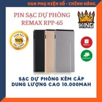 Sạc dự phòng 10000mAh tích hợp cáp 2 trong 1 Remax RPP - 65 / Có Gắn Kèm Sẵn Dây Sạc chân IPhone+chân Micro