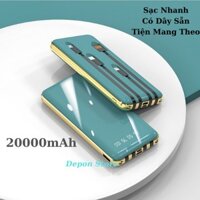 Sạc Dự Phòng 20000 mah Power Bank, Sạc Dự Phòng Mẫu Dáng Đẹp Có Dây Sẵn Tiện Mang Theo