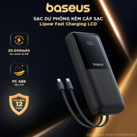 Sạc Dự Phòng 20000mAh 20w Baseus Lipow Fast Charging Dual-Cable Sạc Nhanh 20W Màn LCD KTS