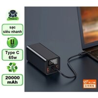 Sạc dự phòng 20000mAh 65w pin Lithium type C sạc laptop điện thoại, macbook SIÊU NHANH