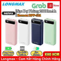 Sạc Dự Phòng 20000mAh Remax RPP-521, QC 22.5W và PD 20W, Tích Hợp 2 Input 3 Output, Sạc Được Nhiều Máy Cùng Lúc