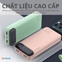 Sạc dự phòng 20000mah WP161, pin tích điện thiết kế nhỏ gọn đèn lead hiển thị phần trăm pin kèm cáp sạc TECHZONE