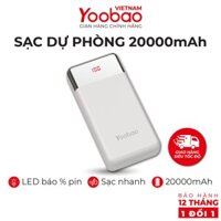 Sạc dự phòng 20000mAh Yoobao PD20 Sạc nhanh PD Công suất 18W - Hàng chính hãng - Bảo hành 12 tháng 1 đổi 1