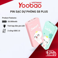 Sạc dự phòng 20000mAh Yoobao S8 PLUS - Màu sắc dễ thương - Thiết kế đơn giản - Hàng chính hãng - Bảo hành 12 tháng