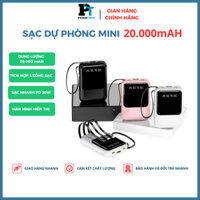 Sạc dự phòng 20000mah PowerTech hỗ trợ sạc nhanh, pin mini có sẵn nhiều dây sạc cho nhiều dòng điện thoại