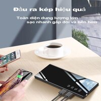 Sạc dự phòng 30000 mAh 🌈FREESHIP🌈 Tích Hợp Sạc Nhanh Fast Charge Mặt Kính Đen hiển phần trăm pin Bảo Hành 2 Năm có đèn