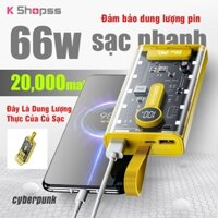 Sạc Dự Phòng 30000mAh 66W Siêu nhanh sạc  Pin dung lượng lớn sạc an toàn kiểu dáng cơ khí trong suốt