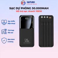 Sạc dự phòng 30000mah Natuso GT69 Pin dung lượng lớn sạc nhanh 120W/PD20W đi kèm dây sạc điện thoại