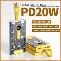 Sạc Dự Phòng 30000mAh,Pin dung lượng lớn,Sạc nhanh 66W,Đi kèm bốn cáp sạc ở mặt sau,Thiết Kế Mới Màn Hình LED