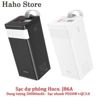 Sạc dự phòng 50000mAh Hoco J86A hỗ trợ sạc nhanh 22.5W, đèn pin, dây sách