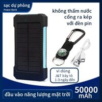 sạc dự phòng 50000mAh Power Bank Sạc năng lượng mặt trời không thấm nước với đèn pin USB kép