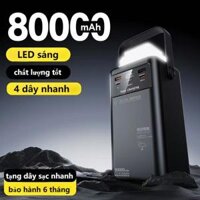 Sạc dự phòng 50000mAh  sạc nhanh pin 80000mAh dung lượng lớn có sẵn nhiều dây sạc LED