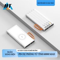 Sạc dự phòng 60000mAh Pin sạc nhanh - Màn hình LED, Pin siêu trâu, có sẵn 4 dây sạc - PIN LED