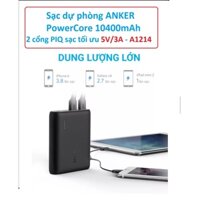 Sạc dự phòng ANKER PowerCore 10400mAh(Code: A1214) với 2 cổng PIQ sạc tối ưu 5V/3A