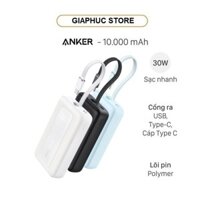 Sạc dự phòng ANKER Zolo 10.000 mAh 30W - 2 cổng 1C1A - Tích hợp sẵn cáp USB-C
