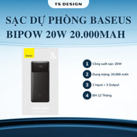 Sạc Dự Phòng Baseus Bipow 20000mAh - Công Suất 20W