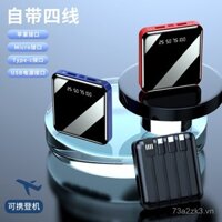 Sạc dự phòng cáp tích hợp 20000mAh, sạc nhanh, siêu mỏng, nhỏ gọn, di động, điện thoại mini 3 trong 1