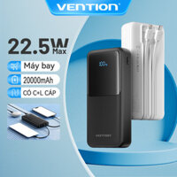 sạc dự phòng có dây 20000mAh Vention Power Bank PD 22.5w Sạc nhanh tích hợp màn hình kỹ thuật số cáp kép cho Iphone 16 XiaoMi Huawei Sansumg 10000mAh