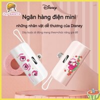 sạc dự phòng Disney có cáp tích hợp,nhỏ gọn, di động,sạc siêu nhanh mini,dung lượng lớn 5000mAh