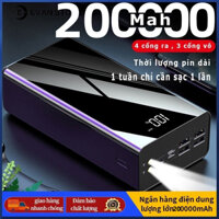 Sạc dự phòng dung lượng lớn 200000mah , trữ pin nhiều , có đèn pin , màn hình led hiện thị phần trăm pin