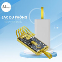 Sạc Dự Phòng dung lượng 20000mah Chính hãng , Kèm 4 Dây Sạc, Sạc Không Nóng Máy